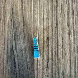 Italian Turquoise 925 Silver Rectangle Necklace